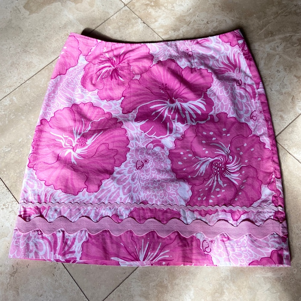 Vintage Lilly Pulitzer Hibiscus Print Mini Skirt